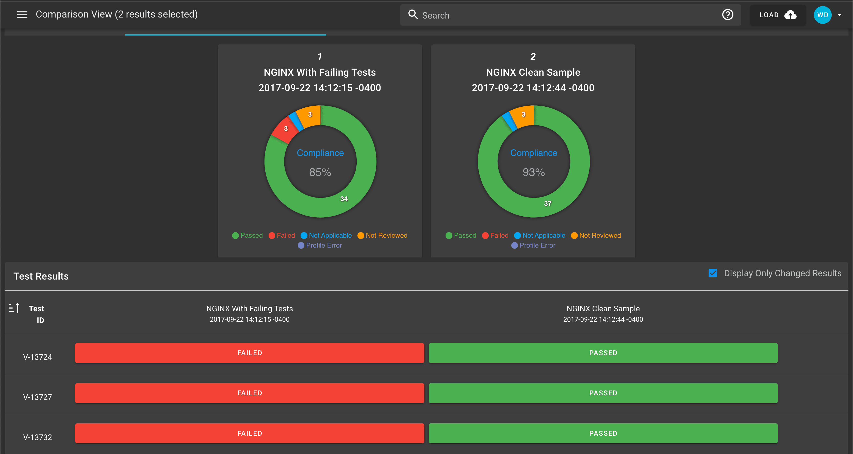 Picture of Heimdall application comparing two scans over time