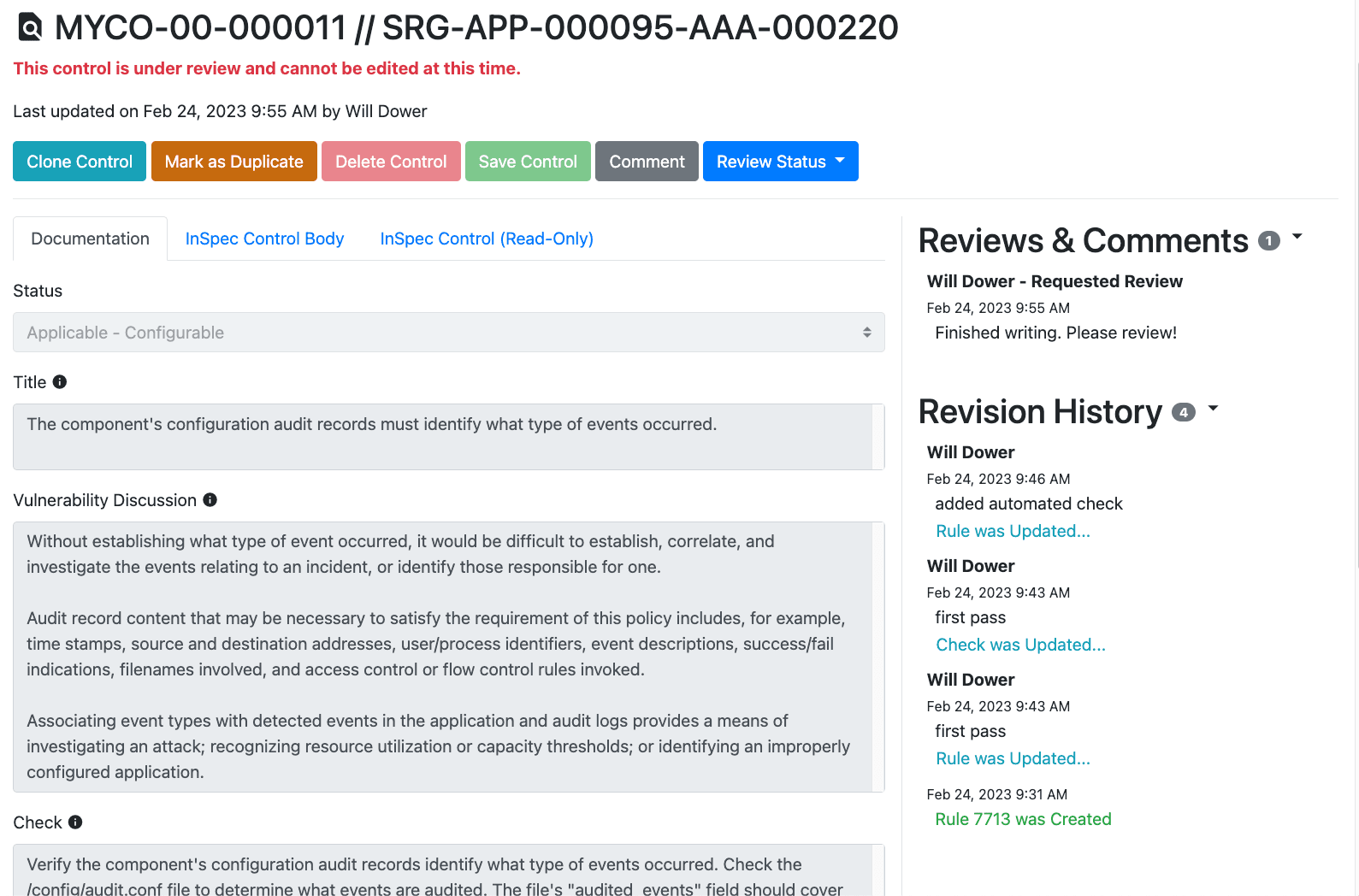 Picture of Vulcan application demonstrating ability to collaborate in creation of documents